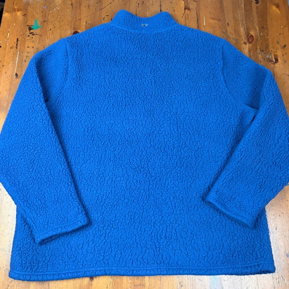 Vineyard Vines Mens XXL Blue Sherpa Fleece Quarter‎ Zip Pullover Sweater Jacket